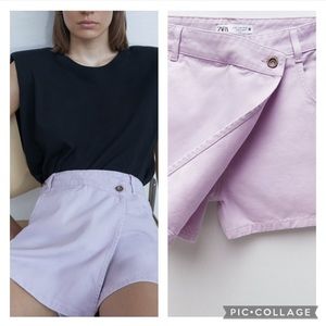ZARA denim bermuda skort blogger favorite